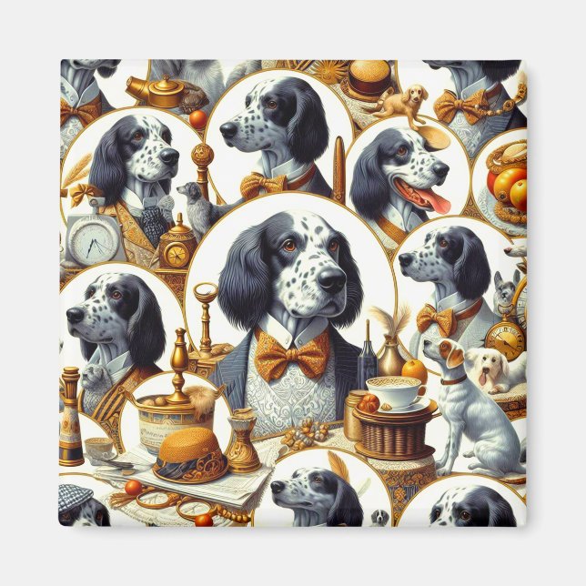 Aimant Illustration vintage Anglais Setter (Devant)