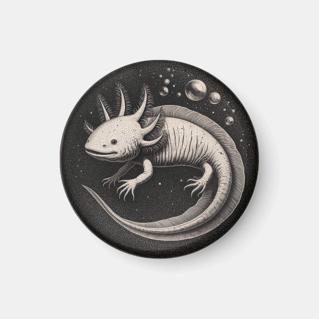 Aimant Illustration Vintage Axolotl (Devant)
