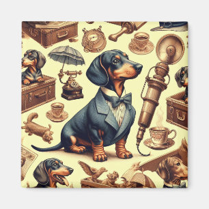 Aimant Illustration vintage Dachshund