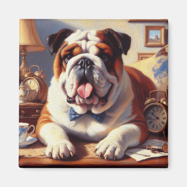 Aimant Illustration vintage de Bulldog (Devant)
