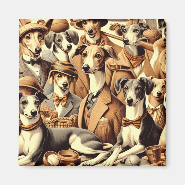 Aimant Illustration vintage de Greyhound (Devant)