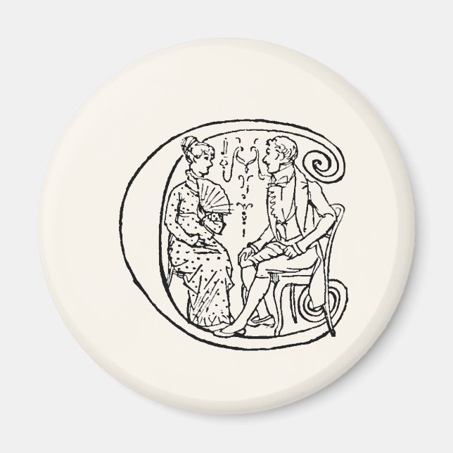 Aimant Illustration vintage de la lettre c (Devant)