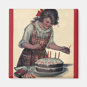 Aimant Illustration vintage Joyeux Anniversaire Papa