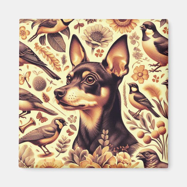Aimant Illustration vintage Pinscher (Devant)