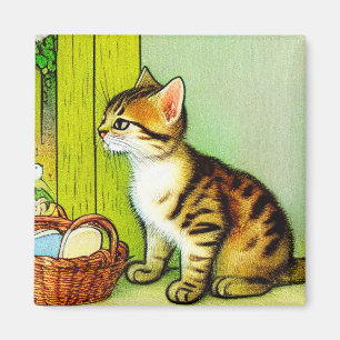 Aimant Illustration vintage Tabby Cat