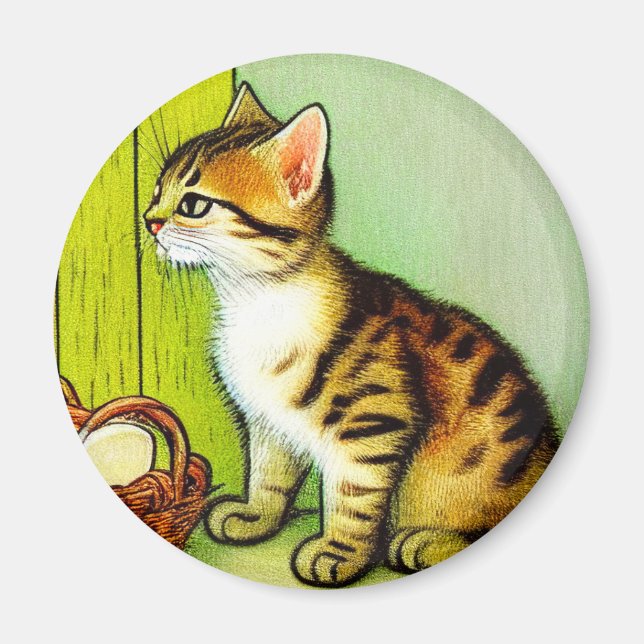 Aimant Illustration vintage Tabby Cat (Devant)