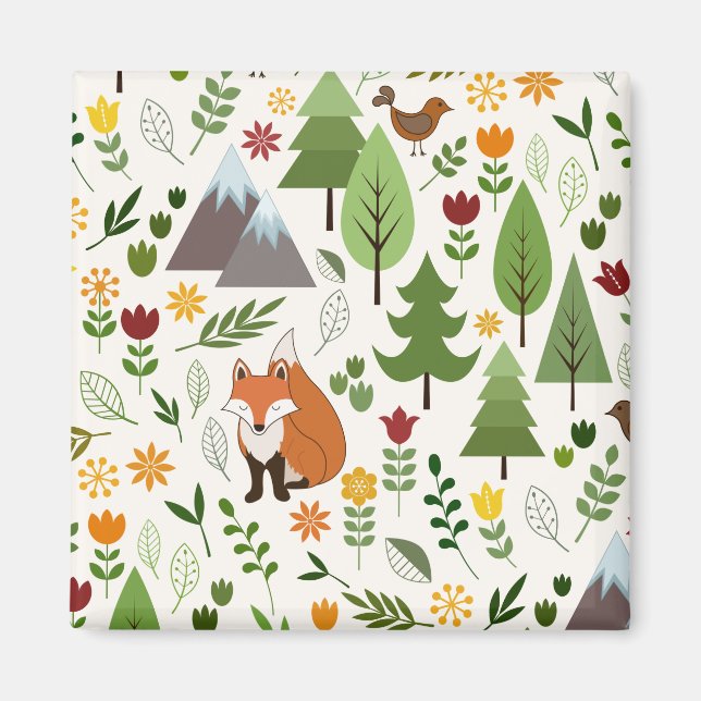 Aimant Illustrations de style scandinave sur Motif crème (Devant)