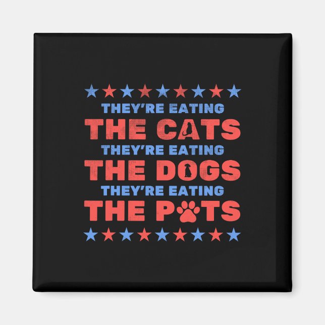 Aimant Ils mangent les élections 2024 des chiens et chats (Devant)