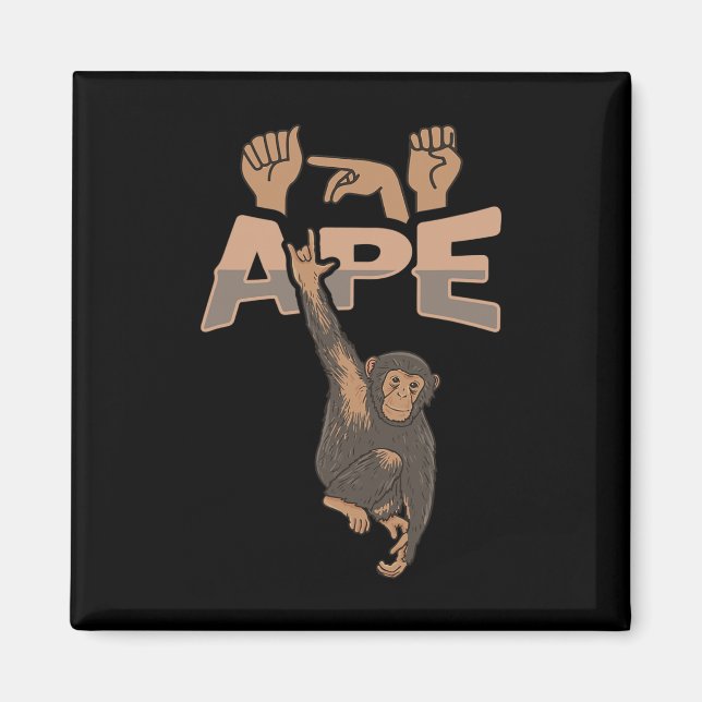 Aimant Ily Ape Langue Des Signes Hand Gesture Sourds Pert (Devant)