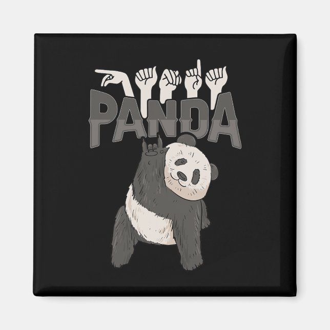 Aimant Ily Panda Langue des Signes Hand Gesture Sourds Pe (Devant)