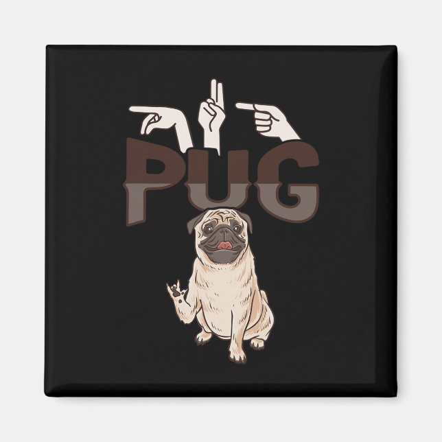Aimant Ily Pug Asl Hand Gesture Deaf Hearing Loss Awarene (Devant)