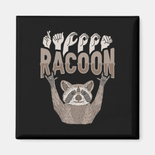 Aimant ILY Racoon ASL Geste MAIN Sourde Perte auditive Aw