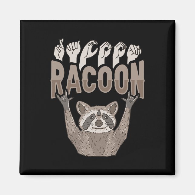 Aimant ILY Racoon ASL Geste MAIN Sourde Perte auditive Aw (Devant)