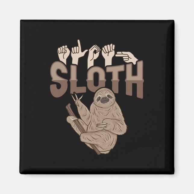 Aimant Ily Sloth Asl Hand Gesture Deaf Hearing Loss Aware (Devant)