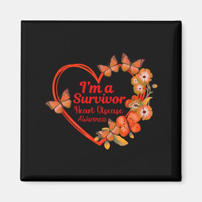 Aimant I'm A Survivor Heart Disease Awareness Red Butterf (Devant)