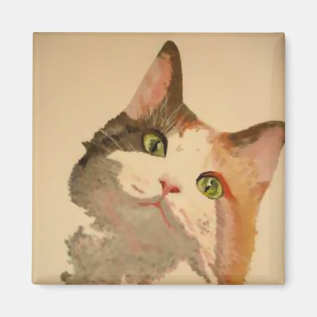 Aimant I'm All Ears : Calico Cat Portrait (Devant)