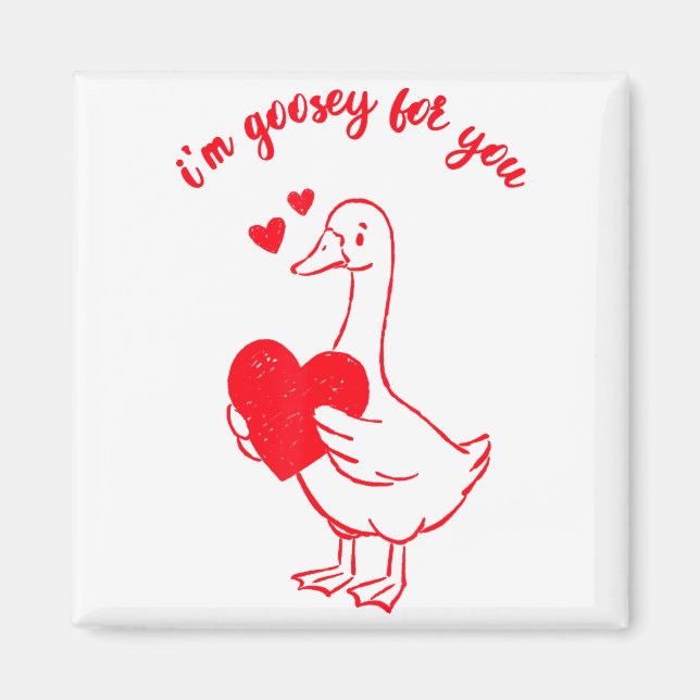 Aimant I'm Goosey For You Valentine Goose Hearts Minimal  (Devant)