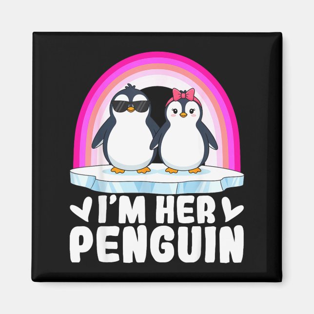 Aimant I'm Her Penguin Matching Couple Valentine Love Hea (Devant)