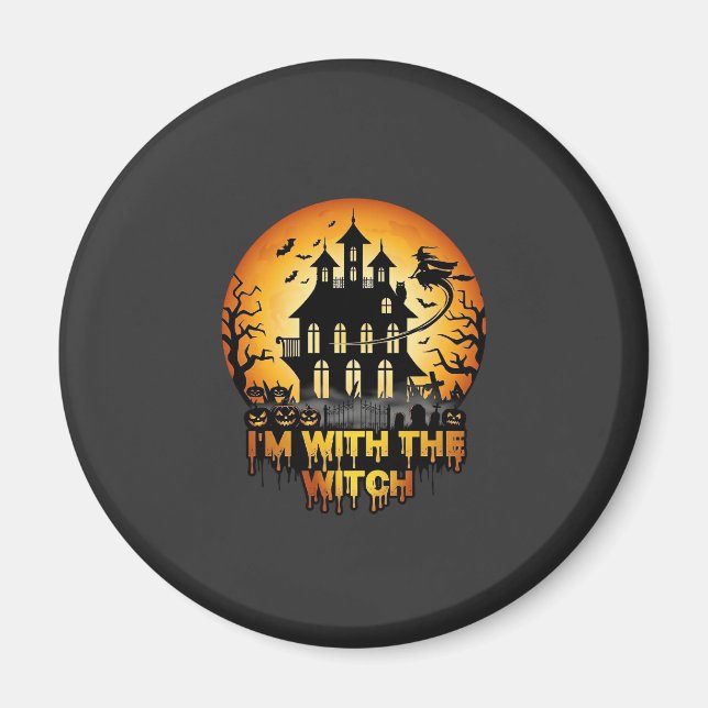 Aimant Im Witch Maison Hantée Pleine Lune Citrouilles (Devant)