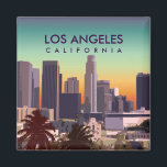 Aimant Image customisée de Downtown L.A. California<br><div class="desc">Illustration vectorielle colorée montrant une ligne d'horizon chaude au coucher du soleil peuplée de tours et de palmiers du centre-ville de Los Angeles,  Californie.</div>