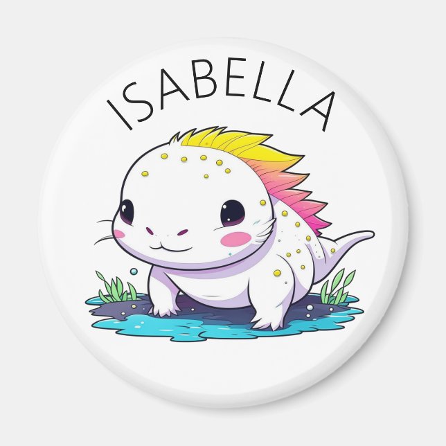 Aimant Image Cute Kawaii Axolotl Personnalisée (Devant)