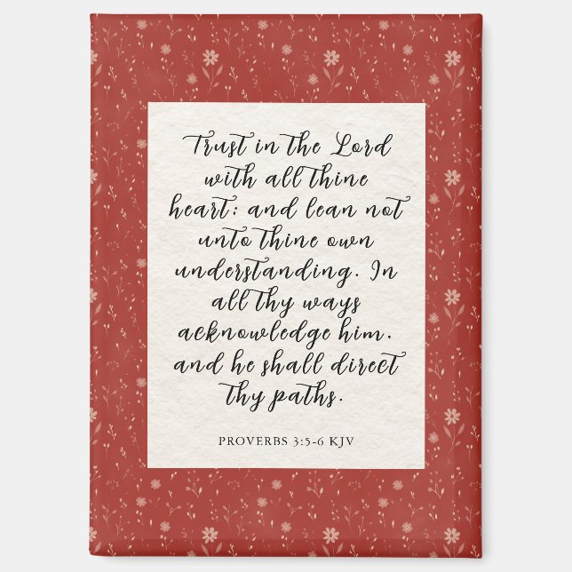 Aimant Image du verset biblique Proverbes 3:5-6 KJV  (Recto)