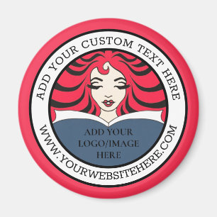 Aimant Image et texte de votre logo d'entreprise ronde ic