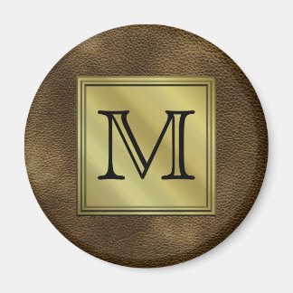 Aimant Image Monogramme personnalisée imprimée. Brun.