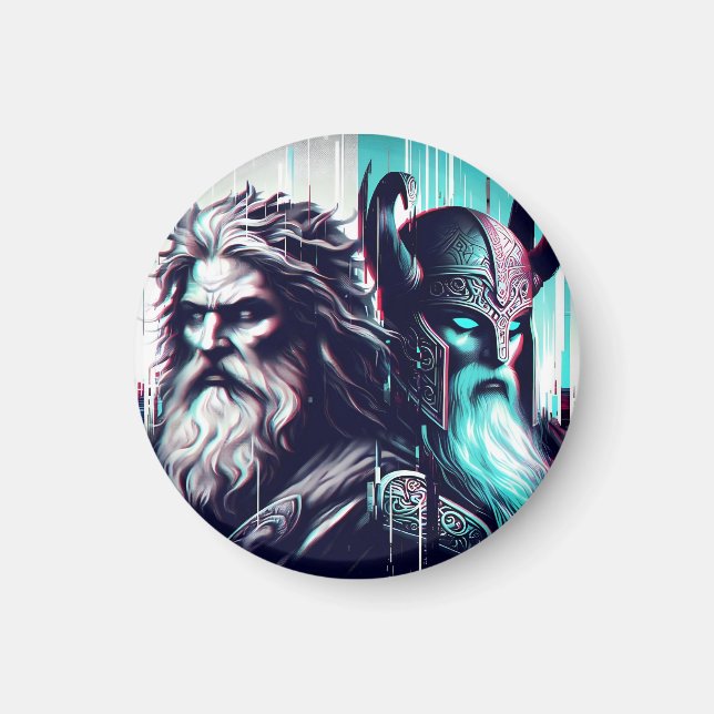 Aimant  image of the gods zeus and odin togethe (Devant)
