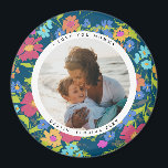 Aimant Image ronde Joli cadre Fleur sauvage avec texte<br><div class="desc">Célébrez un moment de famille préféré avec cet aimant photo ronde et lunatique,  bleu marine,  cadre motif fleur sauvage peint avec texte modifiable pour commémorer un événement spécial ou une personne.</div>