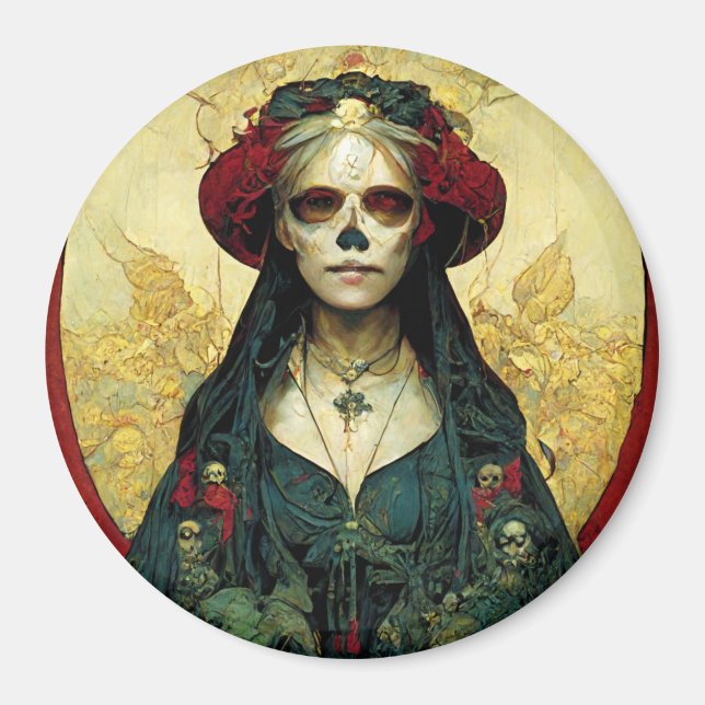 Aimant Imaginaire foncé Gothique Skull Femme (Devant)