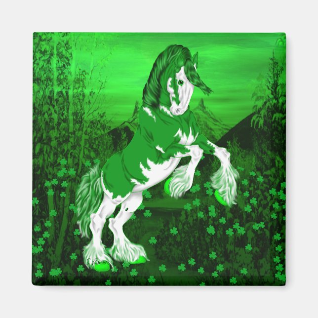 Aimant Imaginaire vert Clydesdale Horse (Devant)
