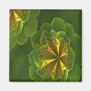 Aimant Imaginaire Vert Jaune Fleurs fractales