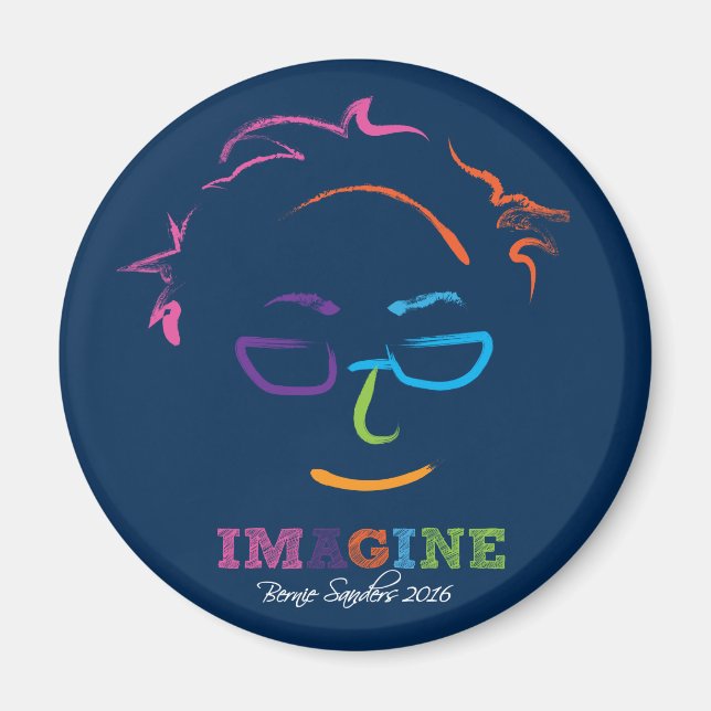 Aimant Imagine Bernie Sanders 2016 - coups de pinceau (Devant)