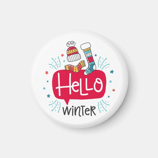 Aimant Imán redondo navideño hello winter (Devant)