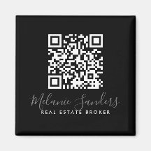 Aimant IMMOBILIER d'entreprise NOIR avec CODE QR