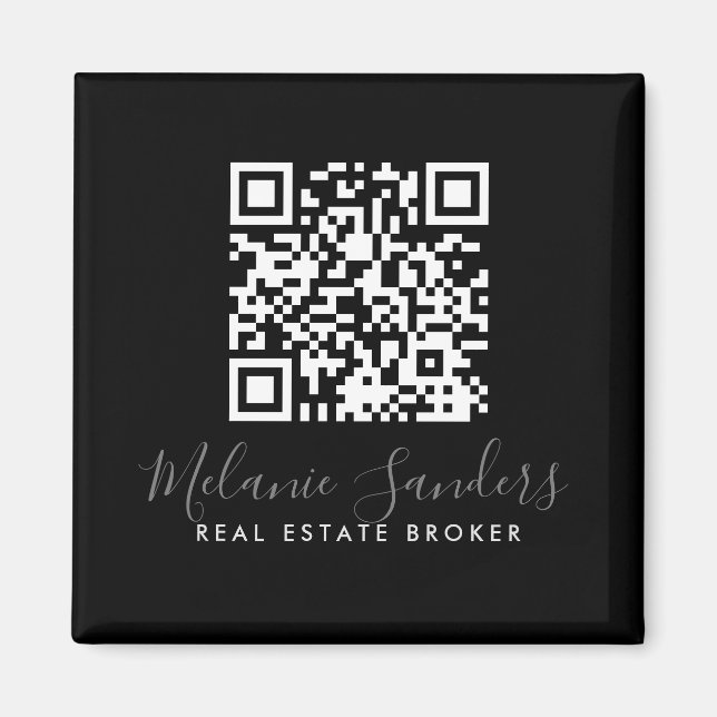 Aimant IMMOBILIER d'entreprise NOIR avec CODE QR (Devant)