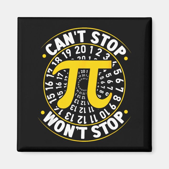 Aimant Impossible d'arrêter Pi n'arrêtera pas les maths J (Devant)
