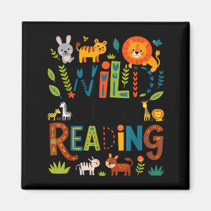 Aimant Impression d'animal lit un personnage de livre enf