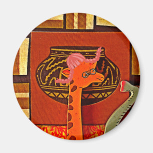 Aimant Impression d'art de chapeau de girafe