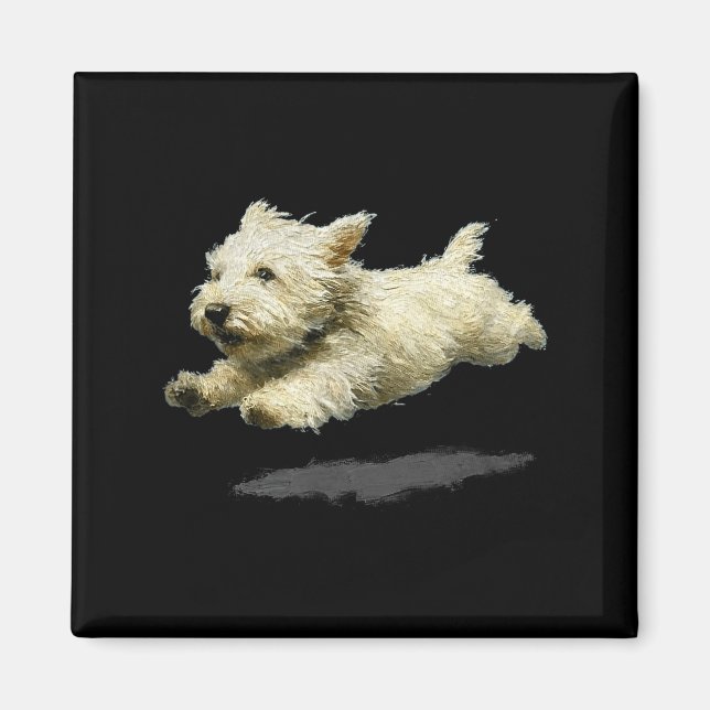 Aimant Impression d'art de chien courant drôle rétro mign (Devant)