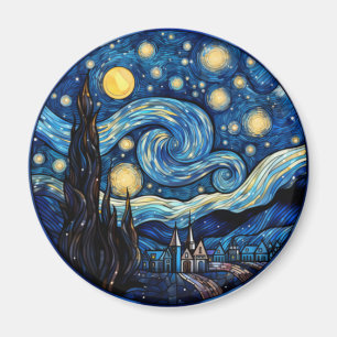 Aimant Impression d'art inspirée de la nuit étoilée tourb
