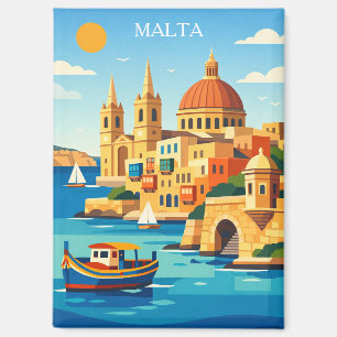 Aimant Impression d'art vintage de Malte minimale et colo