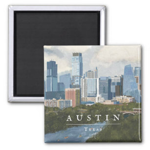 Aimant Impression d'Austin Skyline Peint Art