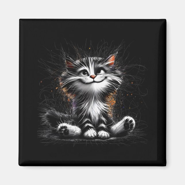 Aimant Impression de chats amusants (Devant)