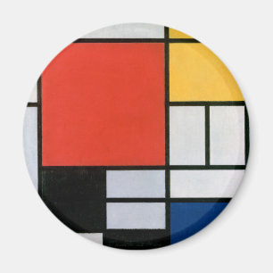 Aimant Impression de Composition Rouge Jaune Bleu de Piet