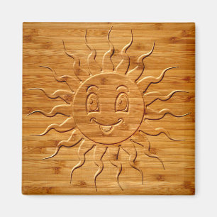 Aimant Impression De La Face Solaire Souriante En Bois