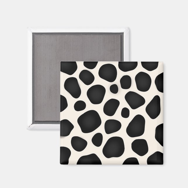 Aimant Impression de vache tache noire et blanche (Recto/Verso)