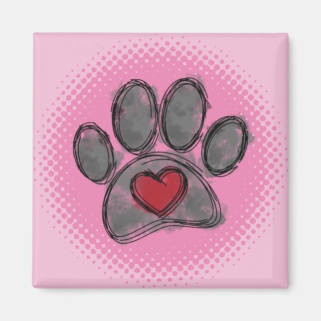 Aimant Impression demi-ton Amoureux des chiens Dessin Aqu (Devant)