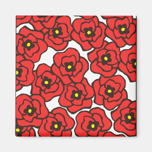 Aimant Impression florale rouge moderne Magenet de pavots